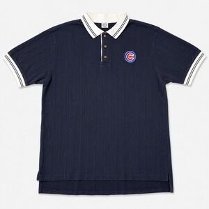 Vintage Chicago Cubs Polo Shirt Mens 2XL Blue True Fan MLB Embroidered Logo